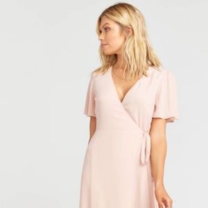 SMYM Noelle Flutter Wrap Dress Dusty Blush Crisp